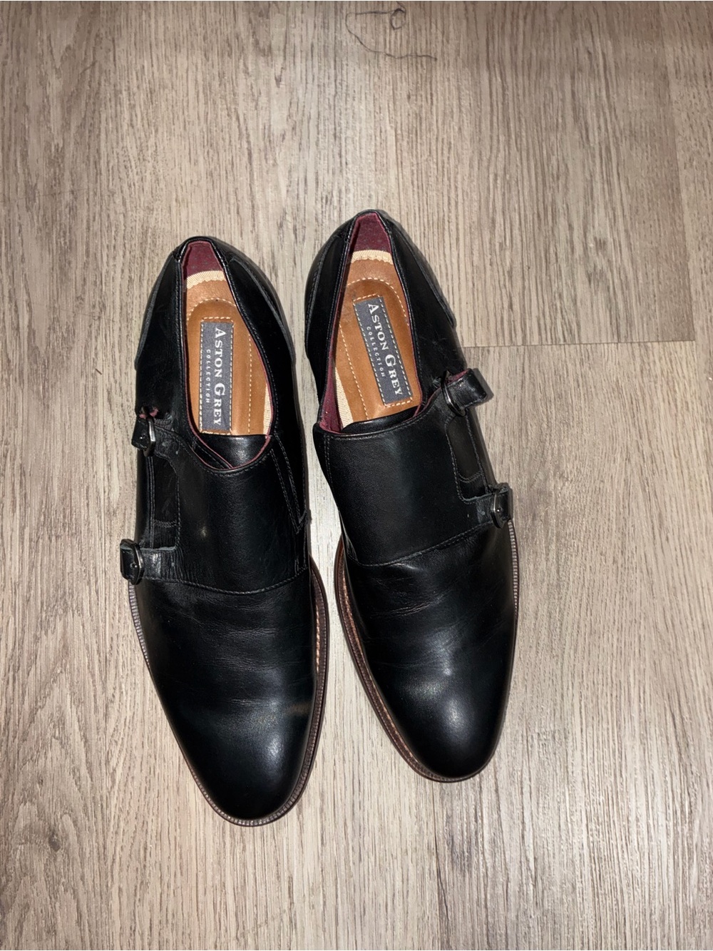 Aston Grey Men’s Black Double Monk Strap Oxfords